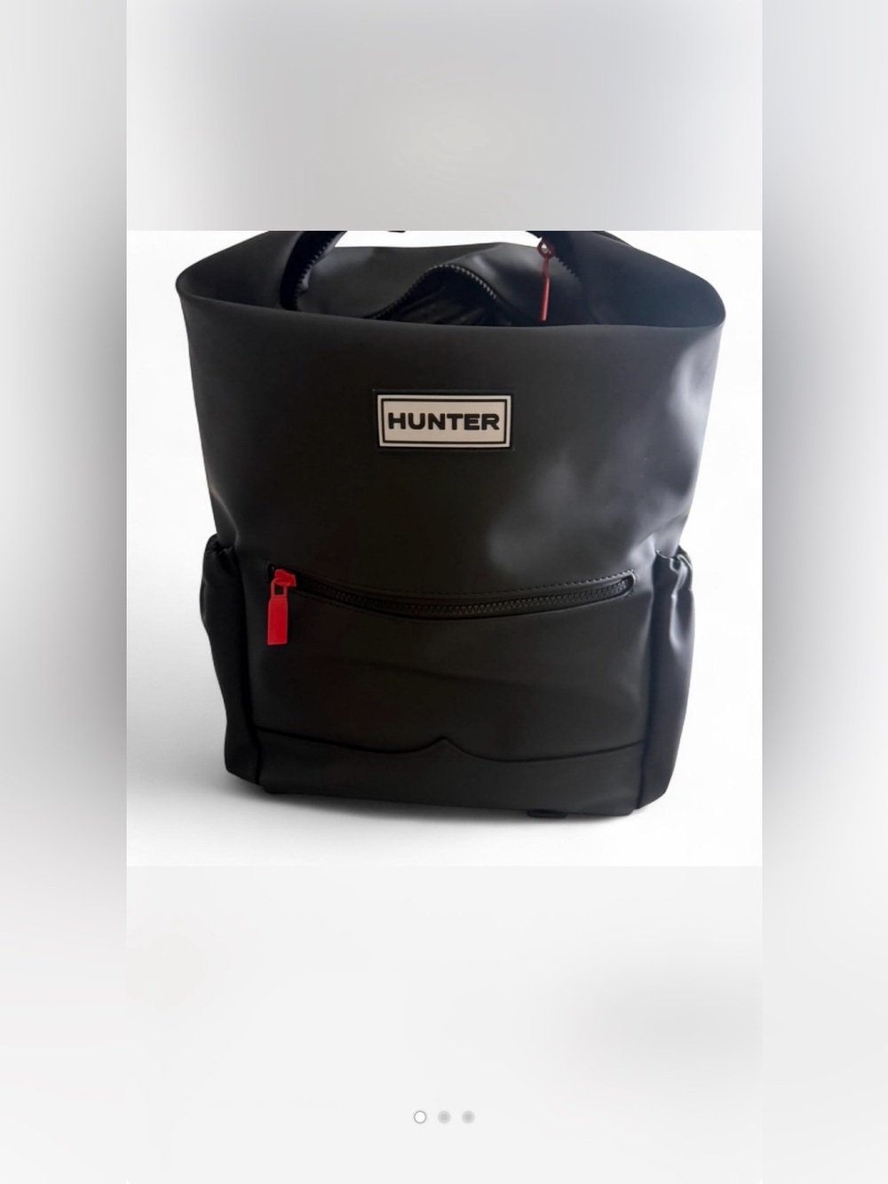 Hunter Black Backpack with Red Zipper Pull